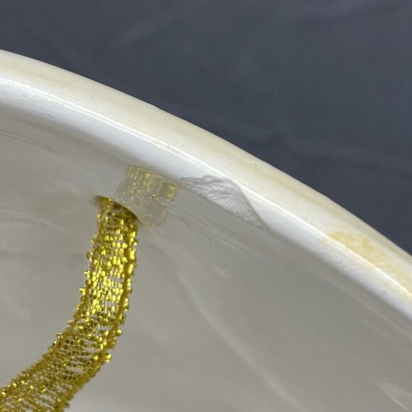 VTG Christmas Snowman Basket Planter Candy Bowl Ceramic Jay Import Ribbon Handle - Picture 9 of 11